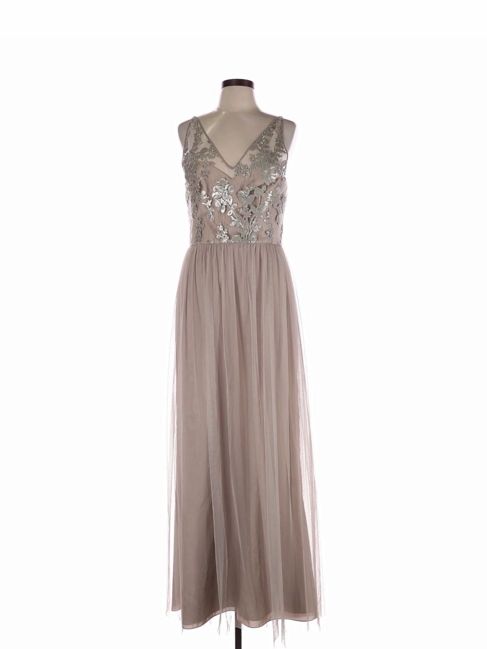 NWT Amsale Sora Sequin Lace Tulle Gown Latte Neutral Formal Maxi Dress Size 12